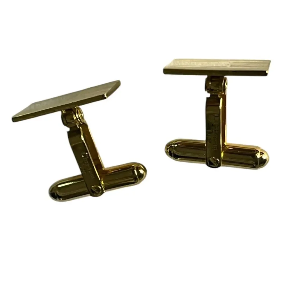 Christian Dior Rectangular gold-tone cufflinks linear design Vintage